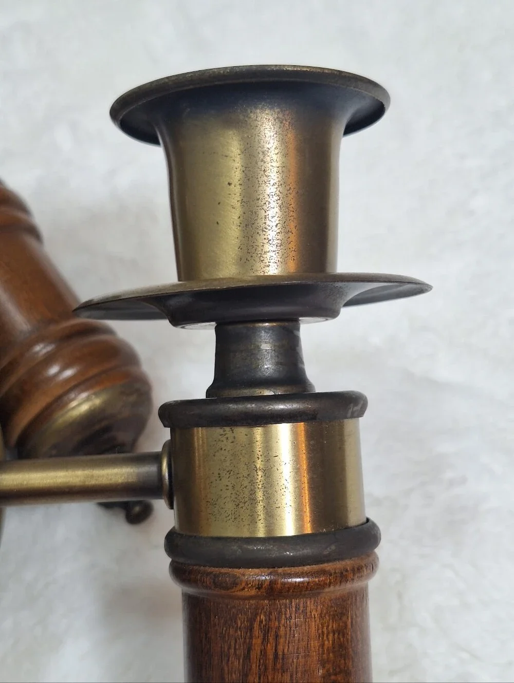 Vtg Set Of 2 Homco Wood & Antique Brass Tone Wall Sconces Candlestick Holders